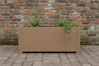 93.8L/Natural Wood Appearance/Maintenance-free/Easy DIY/Vinyl Planter/Outdoor Planter/Factory