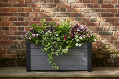 130 L/Natural Wood Appearance/Maintenance-free/Easy DIY/Eco-friendly/Vinyl Planter/Garden Planter/Manufacturer